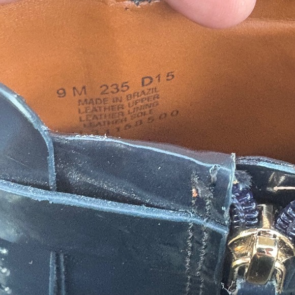 Tory Burch Hyde  Navy Leather Fringe Ankle Boots Block Heel Women Size 9 - Picture 7 of 8